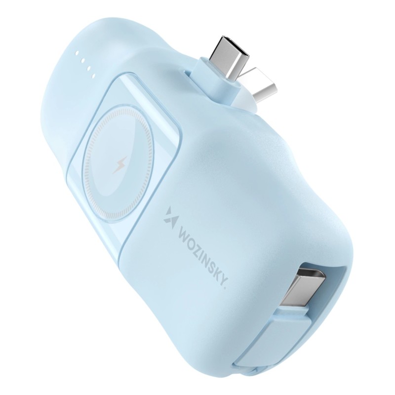 Wozinsky WF16-YCS 5000mAh 15W USB-C Mini Power Bank with Built-in USB-C Cable and Apple Watch Charger - Blue Wozinsky WF16-YCS 5000mAh 15W USB-C Mini Power Bank with Built-in USB-C Cable and Apple Watch Charger - Blue