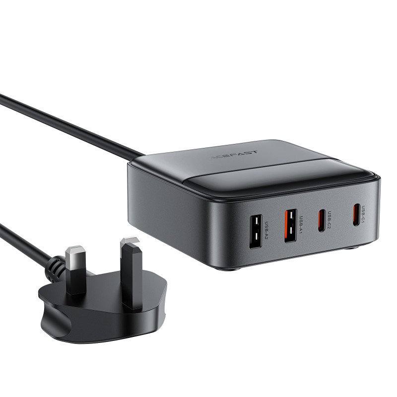 Acefast Z6 PD65W GaN (2*USB-C+2*USB-A) desktop charging adapter,black (UK)