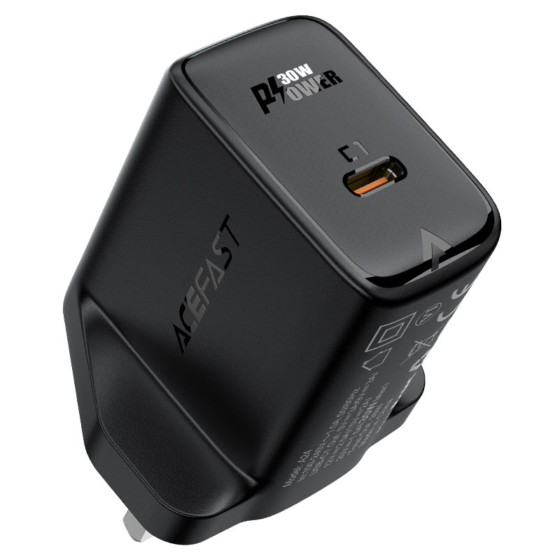 Acefast GaN charger A24 UK - USB Type C 30W, Power Delivery, PPS, Q3 3.0, AFC, FCP black Acefast GaN charger A24 UK - USB Type C 30W, Power Delivery, PPS, Q3 3.0, AFC, FCP black