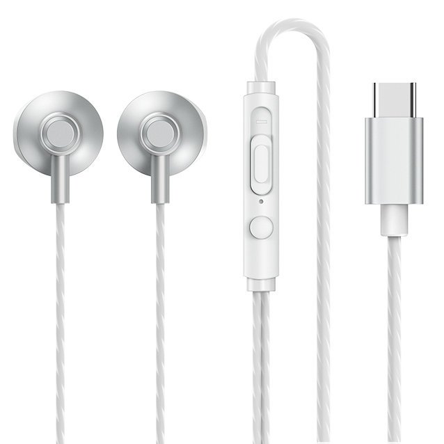REMAX in-ear earphones USB Type C headset with remote control silver (RM-711a Silver) REMAX in-ear earphones USB Type C headset with remote control silver (RM-711a Silver)