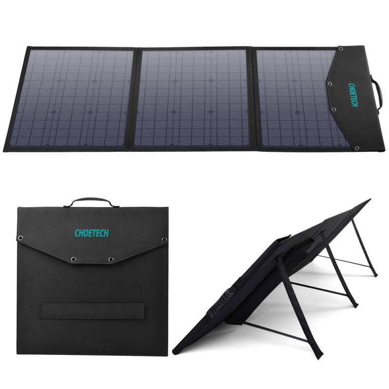 Choetech solar charger USB foldable 120W DC, USB C, 2 x USB black (SC008) Choetech solar charger USB foldable 120W DC, USB C, 2 x USB black (SC008)