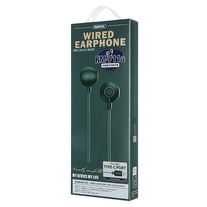 REMAX in-ear earphones USB Type C headset with remote control black (RM-711a Tarnish) REMAX in-ear earphones USB Type C headset with remote control black (RM-711a Tarnish)