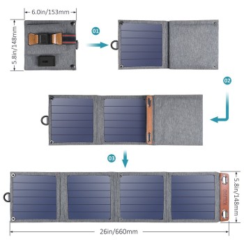 Choetech travel solar phone charger with USB 14W foldable gray (SC004) Choetech travel solar phone charger with USB 14W foldable gray (SC004)