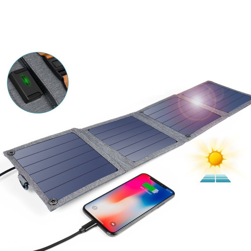 Choetech travel solar phone charger with USB 14W foldable gray (SC004)