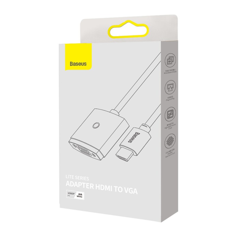 Baseus Lite Series HDMI to VGA adapter white (WKQX010002) Baseus Lite Series HDMI to VGA adapter white (WKQX010002)