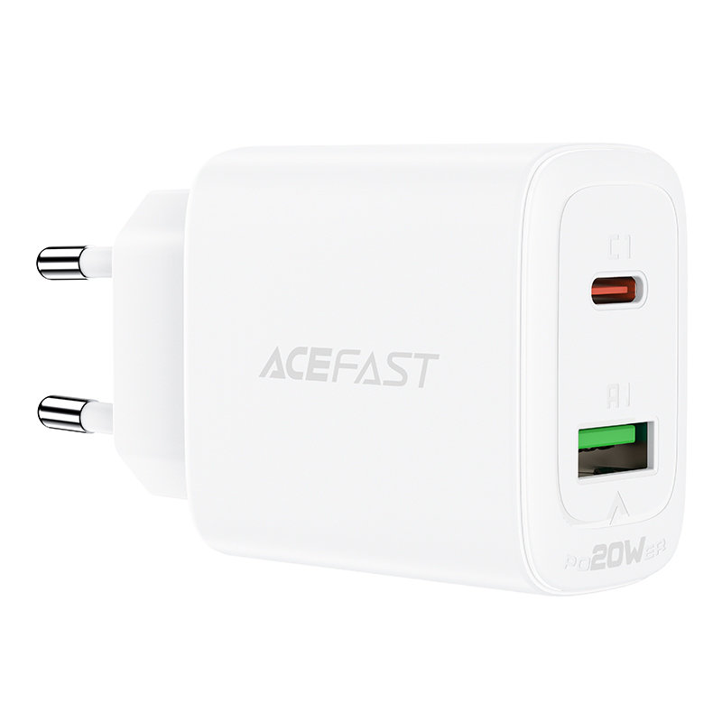 Acefast wall charger USB Type C / USB 20W, PPS, PD, QC 3.0, AFC, FCP white (A25 white) Acefast wall charger USB Type C / USB 20W, PPS, PD, QC 3.0, AFC, FCP white (A25 white)