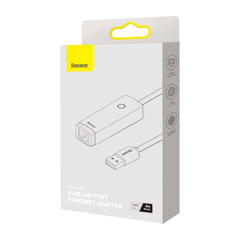 Baseus Lite Series adapter USB Type A - RJ45 LAN socket 100Mbps black (WKQX000001) Baseus Lite Series adapter USB Type A - RJ45 LAN socket 100Mbps black (WKQX000001)