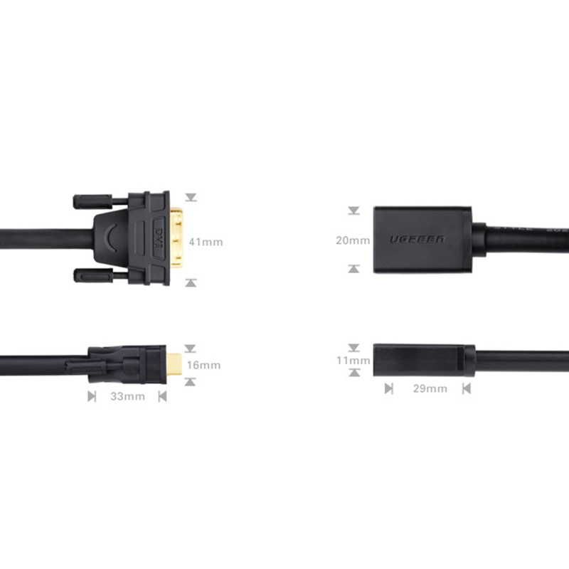 Ugreen cable adapter cable DVI (male) - HDMI (female) 0.15m black (20118) Ugreen cable adapter cable DVI (male) - HDMI (female) 0.15m black (20118)