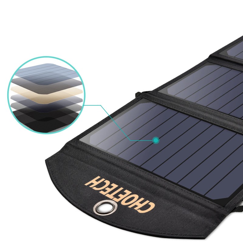 Choetech SC001 solar foldable charger 19W 2x USB-A - black Choetech SC001 solar foldable charger 19W 2x USB-A - black