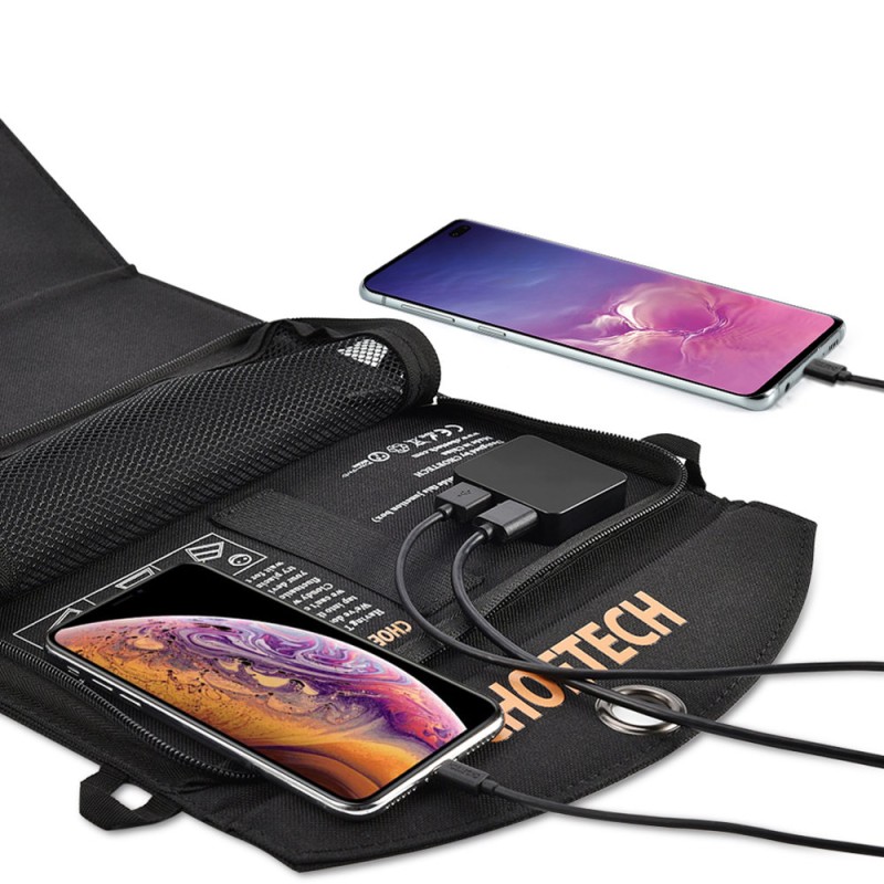 Choetech SC001 solar foldable charger 19W 2x USB-A - black Choetech SC001 solar foldable charger 19W 2x USB-A - black