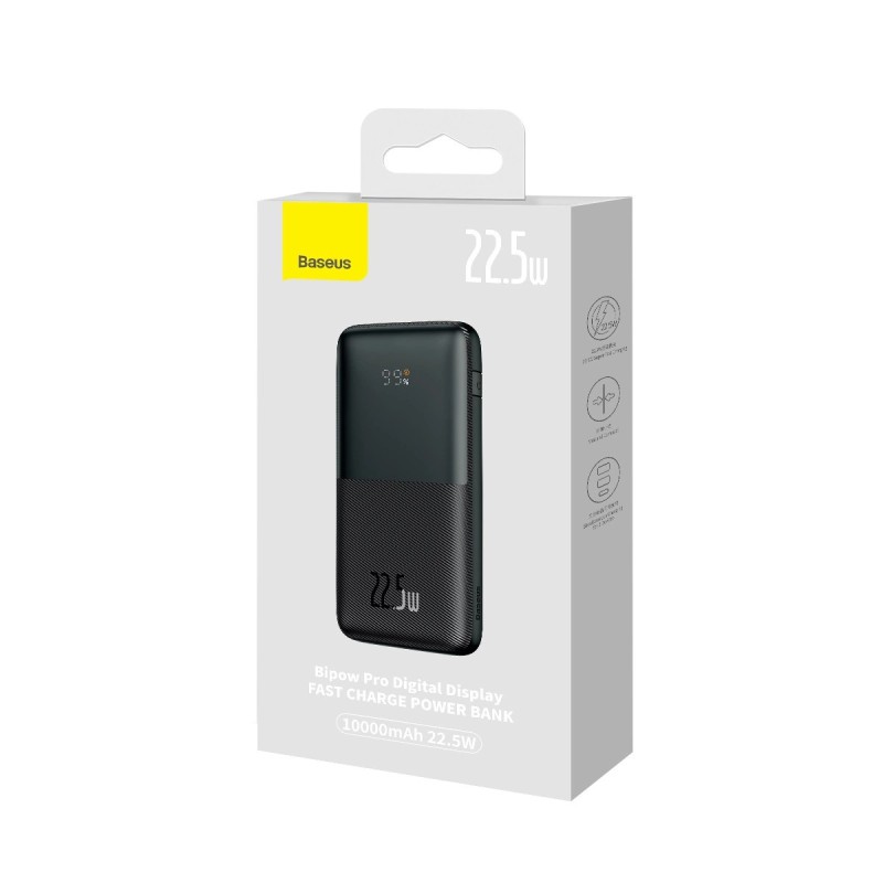 Baseus Bipow Pro power bank 10000mAh 22.5W + USB cable 3A 0.3m black Baseus Bipow Pro power bank 10000mAh 22.5W + USB cable 3A 0.3m black