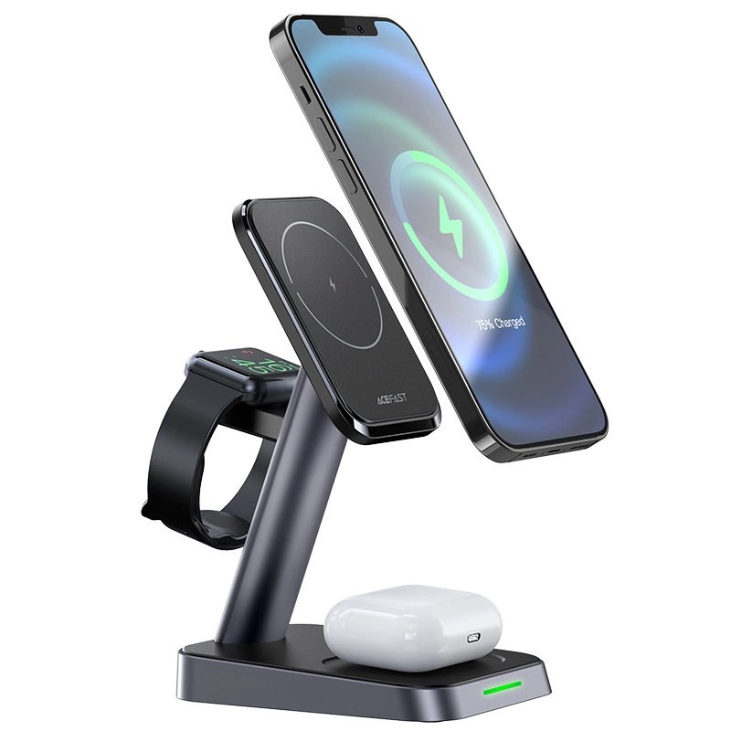 Acefast Qi Wireless Charger 15W for iPhone (with MagSafe), Apple Watch and Apple AirPods Stand Holder Magnetic Holder Black (E3 black) Acefast Qi Wireless Charger 15W for iPhone (with MagSafe), Apple Watch and Apple AirPods Stand Holder Magnetic Holder Black (E3 black)