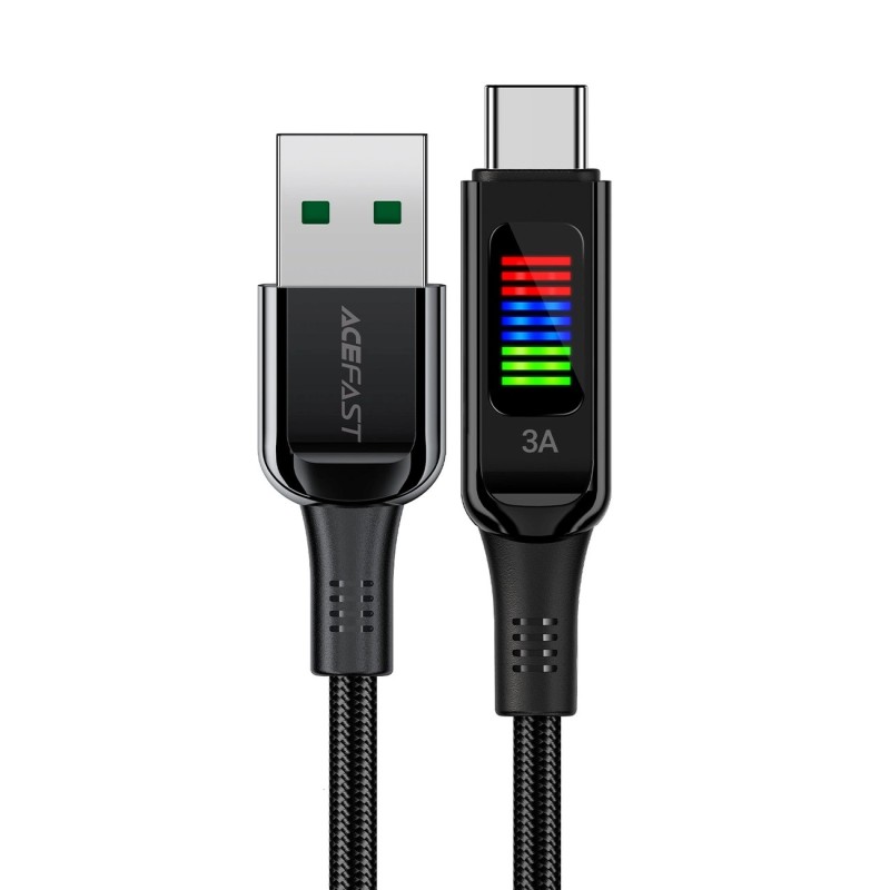 Acefast C7-04 USB-A USB-C 60W 1.2m cable with display - black Acefast C7-04 USB-A USB-C 60W 1.2m cable with display - black
