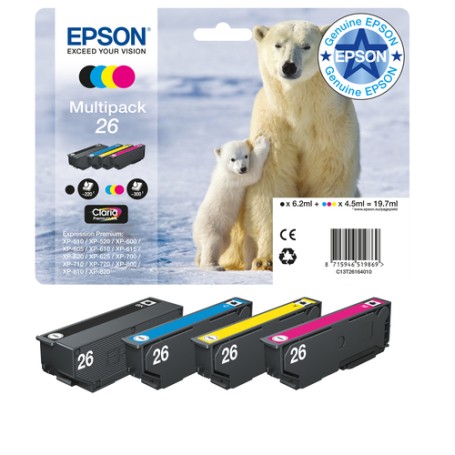 Epson Polar bear Multipack 4-colours 26 Claria Premium Ink Epson Polar bear Multipack 4-colours 26 Claria Premium Ink