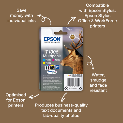 Epson Stag Singlepack Black T1301 DURABrite Ultra Ink