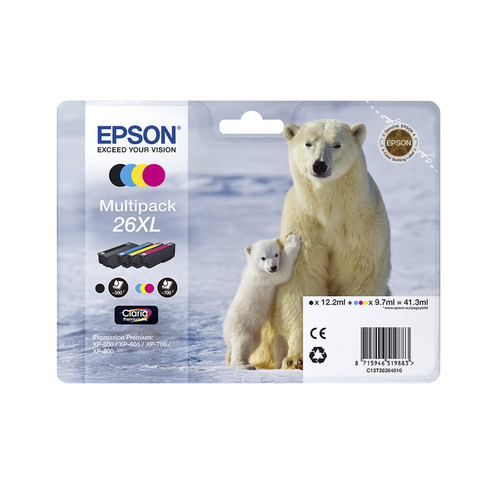 Epson Polar bear Multipack 4-colours 26 Claria Premium Ink Epson Polar bear Multipack 4-colours 26 Claria Premium Ink