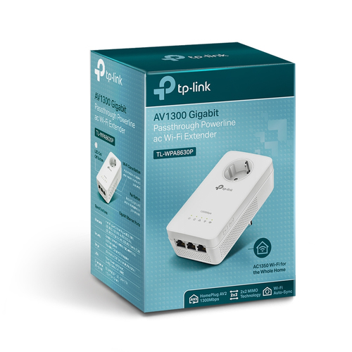 TP-Link TL-WPA8630P PowerLine network adapter 1300 Mbit/s Ethernet LAN Wi-Fi White 1 pc(s)