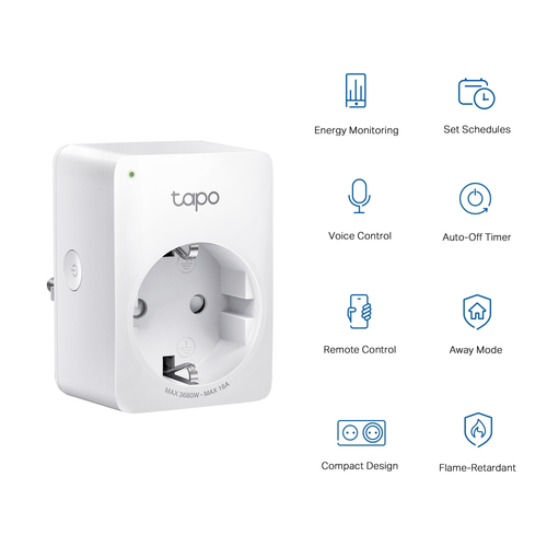 TP-LINK TAPO, MINI SMART WI-FI SOCKET, ENERGY MONITORING, 100-240 V, MAX LOAD 16 A, 50/60 HZ, 2.4 GHZ WI-FI NETWORKING, AMAZON CERTIFIED FOR HUMANS (FFS), VOICE CONTROL, UK PLUG TP-LINK TAPO, MINI SMART WI-FI SOCKET, ENERGY MONITORING, 100-240 V, MAX LOAD 16 A, 50/60 HZ, 2.4 GHZ WI-FI NETWORKING, AMAZON CERTIFIED FOR HUMANS (FFS), VOICE CONTROL, UK PLUG