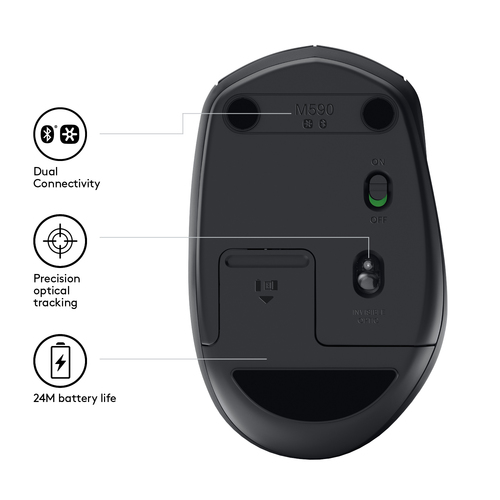LOGITECH MOUSE WIRELESS MULTI DEVICE SILENT M590 BLACK LOGITECH MOUSE WIRELESS MULTI DEVICE SILENT M590 BLACK