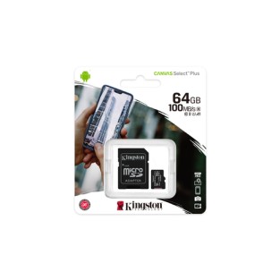 Kingston Technology Canvas Select 64GB micSDXC Plus 100R A1 C10 Card + ADP