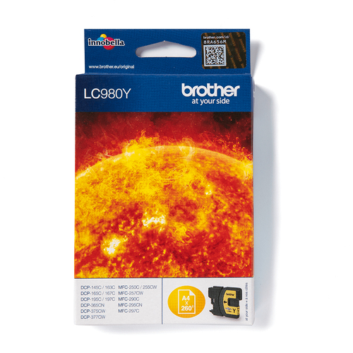 Brother LC980Y ink cartridge 1 pc(s) Original Yellow Brother LC980Y ink cartridge 1 pc(s) Original Yellow