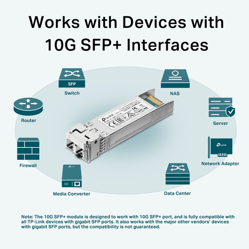 TP-Link 10GBase-SR SFP+ LC Transceiver TP-Link 10GBase-SR SFP+ LC Transceiver