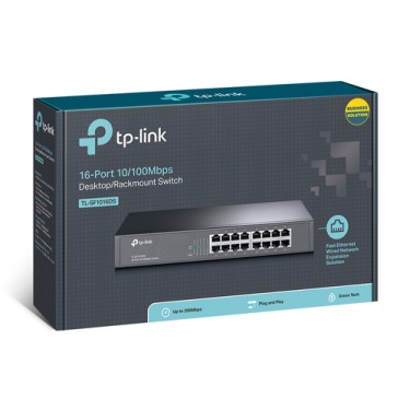 TP-Link TL-SF1016DS network switch Unmanaged Fast Ethernet (10/100) 1U Black
