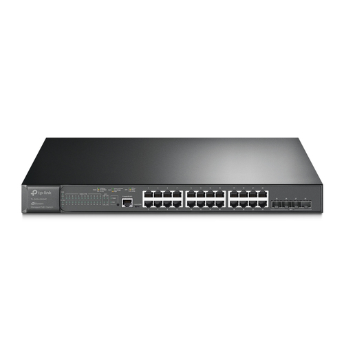 TP-Link JetStream 24-Port Gigabit and 4-Port 10GE SFP+ L2+ Managed Switch with 24-Port PoE+ TP-Link JetStream 24-Port Gigabit and 4-Port 10GE SFP+ L2+ Managed Switch with 24-Port PoE+