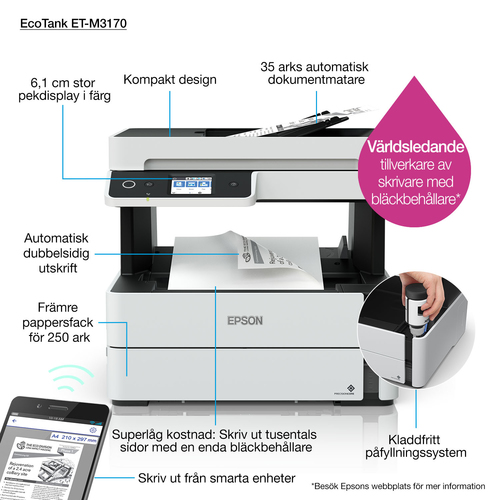 Epson EcoTank M3170 Inkjet A4 1200 x 2400 DPI 39 ppm Wi-Fi Epson EcoTank M3170 Inkjet A4 1200 x 2400 DPI 39 ppm Wi-Fi