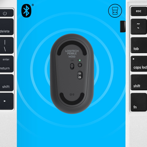LOGITECH MOUSE M350  PEBBLE  WIRELESS/BLUETOOTH SILENT BLACK 910005718