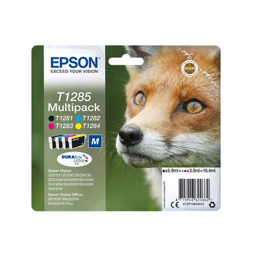 Epson Fox Singlepack Black T1281 DURABrite Ultra Ink Epson Fox Singlepack Black T1281 DURABrite Ultra Ink