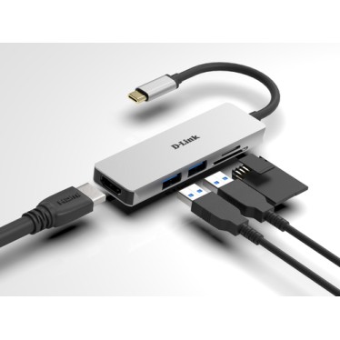 D-Link 5-in-1 USB-C Hub with HDMI and SD/microSD Card Reader D-Link 5-in-1 USB-C Hub with HDMI and SD/microSD Card Reader
