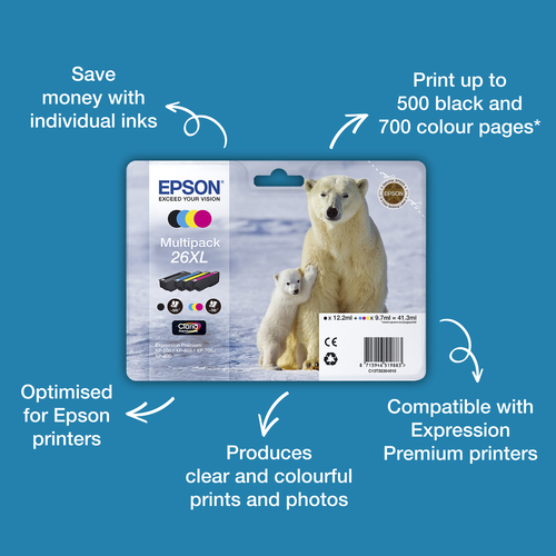 Epson Polar bear Multipack 4-colours 26 Claria Premium Ink Epson Polar bear Multipack 4-colours 26 Claria Premium Ink