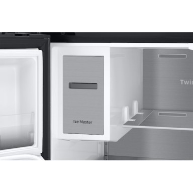 SAMSUNG REFRIGERATOR RF23 FOUR-DOOR WARDROBE, 625L, F, 444KWH, TWIN PLUS & METAL COOLING, FLEXZONE TECHNOLOGY, NO FROST, ICE & WATER DOOR, WIFI, HxWxD 1.78x0.91x0.78, BLACK CAVIAR
