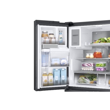 SAMSUNG REFRIGERATOR RF23 FOUR-DOOR WARDROBE, 625L, F, 444KWH, TWIN PLUS & METAL COOLING, FLEXZONE TECHNOLOGY, NO FROST, ICE & WATER DOOR, WIFI, HxWxD 1.78x0.91x0.78, BLACK CAVIAR