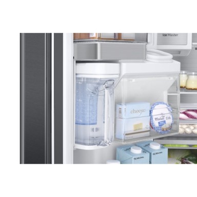 SAMSUNG REFRIGERATOR RF23 FOUR-DOOR WARDROBE, 625L, F, 444KWH, TWIN PLUS & METAL COOLING, FLEXZONE TECHNOLOGY, NO FROST, ICE & WATER DOOR, WIFI, HxWxD 1.78x0.91x0.78, BLACK CAVIAR
