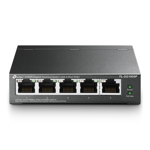 TP-Link TL-SG1005P network switch Unmanaged Gigabit Ethernet (10/100/1000) Power over Ethernet (PoE) Black TP-Link TL-SG1005P network switch Unmanaged Gigabit Ethernet (10/100/1000) Power over Ethernet (PoE) Black