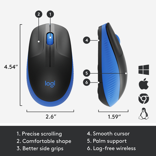 LOGITECH MOUSE WIRELESS M190 BLUE (910-005907) LOGITECH MOUSE WIRELESS M190 BLUE (910-005907)