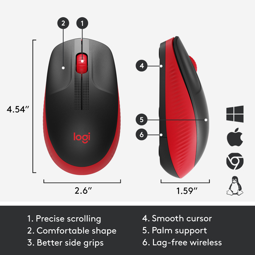 LOGITECH MOUSE WIRELESS M190 RED (910-005908) LOGITECH MOUSE WIRELESS M190 RED (910-005908)