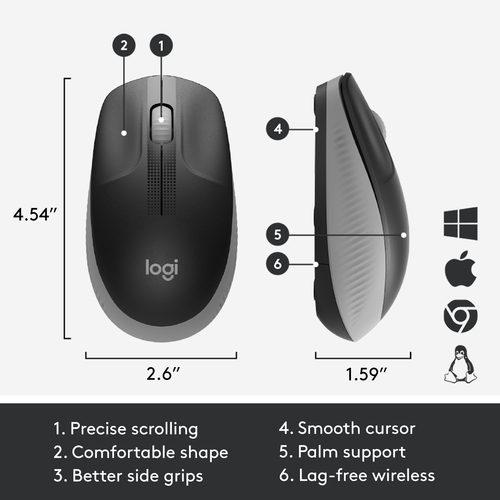 LOGITECH MOUSE WIRELESS M190 GREY (910-005906) LOGITECH MOUSE WIRELESS M190 GREY (910-005906)