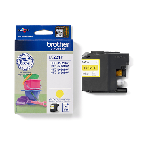 BROTHER INK CARTRIDGE LC221 YELLOW  MCFJ 460/480/485/680/880 &amp;amp; DCP562