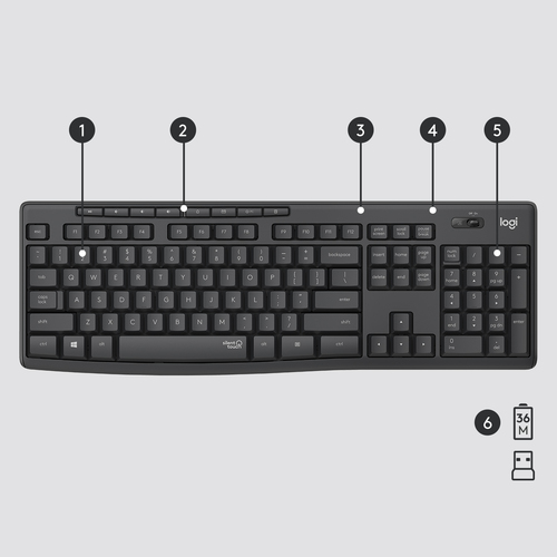 LOGITECH Keyboard+Mouse Set Wireless MK295 US Silent Black (920-009800)