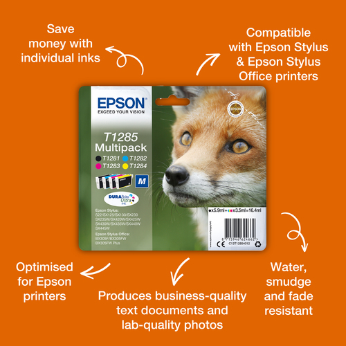 Epson Fox Singlepack Black T1281 DURABrite Ultra Ink Epson Fox Singlepack Black T1281 DURABrite Ultra Ink