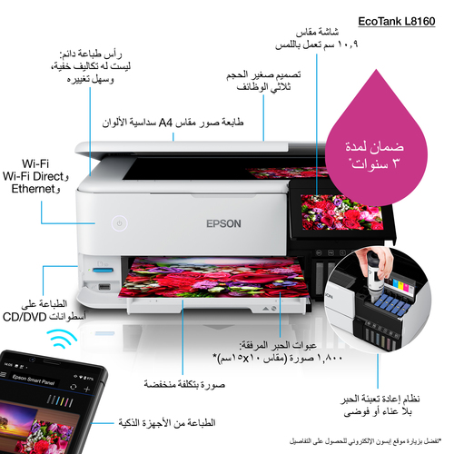 Epson EcoTank L8160 Inkjet A4 5760 x 1440 DPI 32 ppm Wi-Fi Epson EcoTank L8160 Inkjet A4 5760 x 1440 DPI 32 ppm Wi-Fi