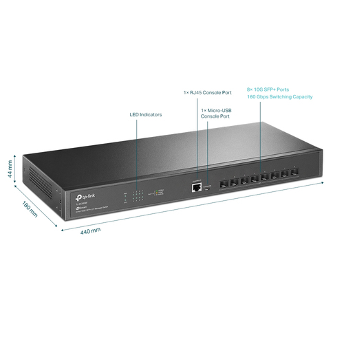 TP-Link JetStream 8-Port 10GE SFP+ L2+ Managed Switch TP-Link JetStream 8-Port 10GE SFP+ L2+ Managed Switch