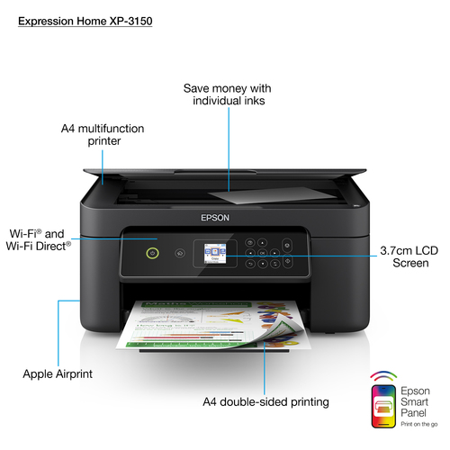 Epson Expression Home XP-3150 Inkjet A4 5760 x 1440 DPI 10 ppm Wi-Fi Epson Expression Home XP-3150 Inkjet A4 5760 x 1440 DPI 10 ppm Wi-Fi