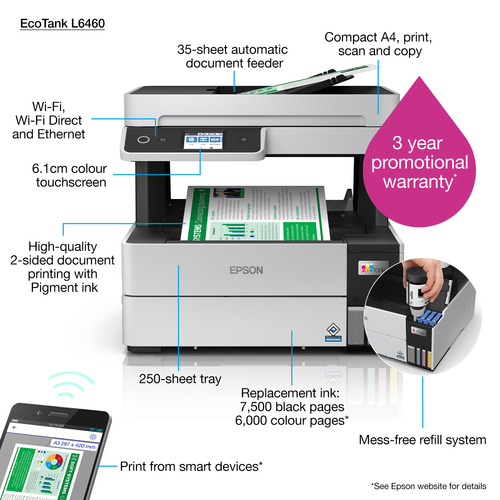 Epson EcoTank L6460 Inkjet A4 4800 x 1200 DPI 37 ppm Wi-Fi