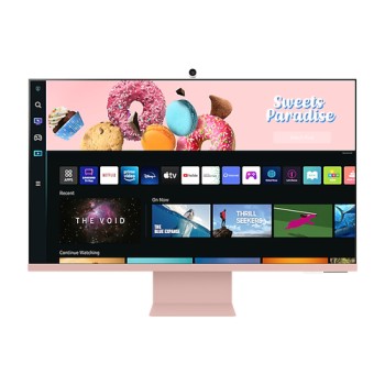 SAMSUNG MONITOR 32'', BUSINESS, G, VA, UHD 3840x2160, 4MS, 60HZ, 3000:1, SMART TV EXPERIENCE, FLICKER FREE, SPEAKERS, WEBCAM, HEIGHT ADJUST, TILT, USB-C, 1X MICRO HDMI, BLUETOOTH, BUILT IN WIFI, 2YW, SUNSET PINK