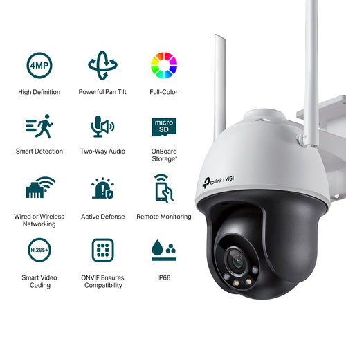 TP-Link VIGI 4MP Outdoor Full-Color Wi-Fi Pan Tilt Network Camera
