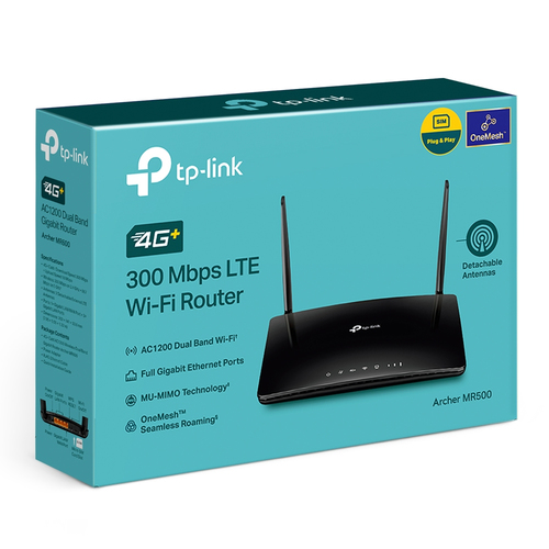 TP-Link Archer MR500 wireless router Gigabit Ethernet Dual-band (2.4 GHz / 5 GHz) 4G Black TP-Link Archer MR500 wireless router Gigabit Ethernet Dual-band (2.4 GHz / 5 GHz) 4G Black